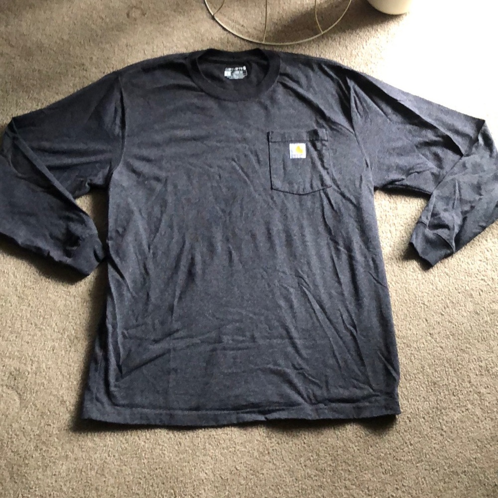 CARHARTT LOOSE FIT GRAY/ BLUE LONG SLEEVE SHIRT MENS SIZE LARGE!!